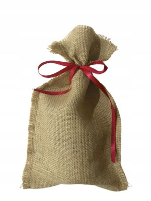 Worek jutowy na prezenty lniany naturalny 20x30 cm