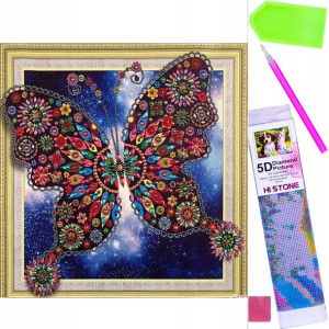 Mandala 40x30 7d Motyl Kolor Na Niebieskim Tle
