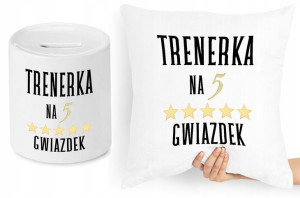 Dla Trenera Trenerki Zestaw Poduszka + Skarbonka