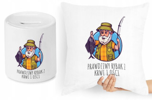 Dla Wędkarza Zestaw Poduszka + Skarbonka Prezent