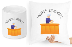 Dla Zegarmistrza Zestaw Poduszka + Skarbonka