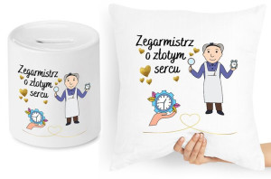 Dla Zegarmistrza Zestaw Poduszka + Skarbonka