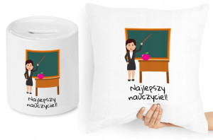 Dzień Nauczyciela Zestaw Poduszka + Skarbonka