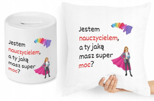 Dzień Nauczyciela Zestaw Poduszka + Skarbonka