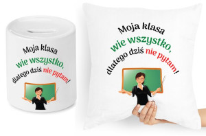 Dzień Nauczyciela Zestaw Poduszka + Skarbonka
