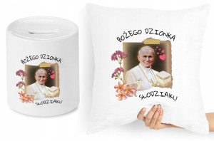 Jan Paweł Ii Zestaw Poduszka + Skarbonka Prezent