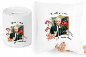 Jarosław Kaczyński Zestaw Poduszka + Skarbonka