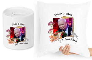 Jarosław Kaczyński Zestaw Poduszka + Skarbonka