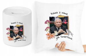 Jarosław Kaczyński Zestaw Poduszka + Skarbonka