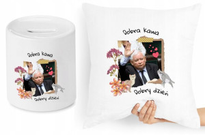Jarosław Kaczyński Zestaw Poduszka + Skarbonka
