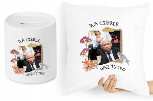 Jarosław Kaczyński Zestaw Poduszka + Skarbonka