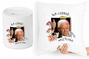 Jarosław Kaczyński Zestaw Poduszka + Skarbonka