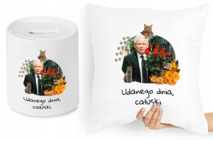 Jarosław Kaczyński Zestaw Poduszka + Skarbonka