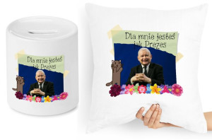 Jarosław Kaczyński Zestaw Poduszka + Skarbonka