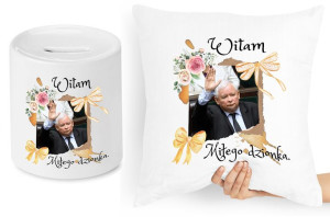 Jarosław Kaczyński Zestaw Poduszka + Skarbonka