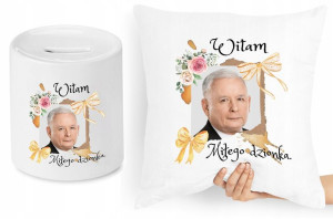 Jarosław Kaczyński Zestaw Poduszka + Skarbonka