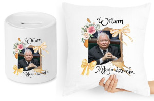 Jarosław Kaczyński Zestaw Poduszka + Skarbonka