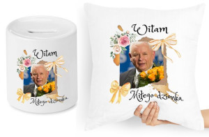 Jarosław Kaczyński Zestaw Poduszka + Skarbonka