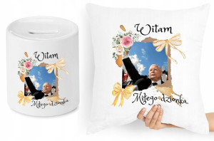 Jarosław Kaczyński Zestaw Poduszka + Skarbonka