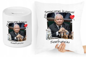 Jarosław Kaczyński Zestaw Poduszka + Skarbonka