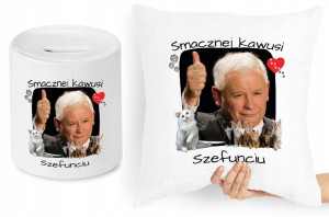 Jarosław Kaczyński Zestaw Poduszka + Skarbonka