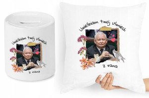 Jarosław Kaczyński Zestaw Poduszka + Skarbonka