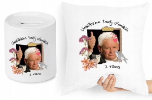 Jarosław Kaczyński Zestaw Poduszka + Skarbonka