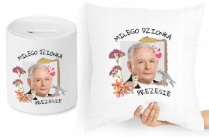 Jarosław Kaczyński Zestaw Poduszka + Skarbonka