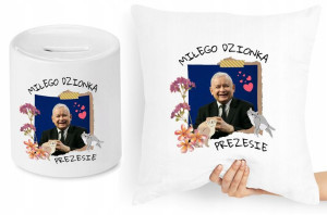 Jarosław Kaczyński Zestaw Poduszka + Skarbonka