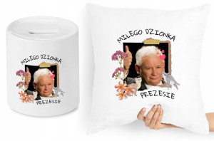 Jarosław Kaczyński Zestaw Poduszka + Skarbonka
