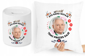 Jarosław Kaczyński Zestaw Poduszka + Skarbonka