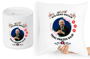 Jarosław Kaczyński Zestaw Poduszka + Skarbonka