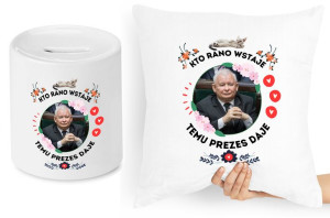 Jarosław Kaczyński Zestaw Poduszka + Skarbonka
