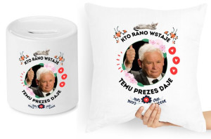 Jarosław Kaczyński Zestaw Poduszka + Skarbonka