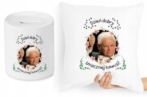 Jarosław Kaczyński Zestaw Poduszka + Skarbonka