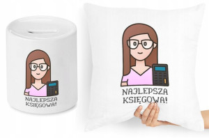 Księgowej Księgowego Zestaw Poduszka + Skarbonka