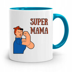 Kubek Błękitny Dla Mamy Matki Super Mama Prezent