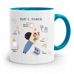Kubek Błękitny Dla Mamy Moms Power Prezent