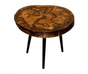 Stół Kawowy Okrągły Drewniany 095307 - Nogi 45 Cm