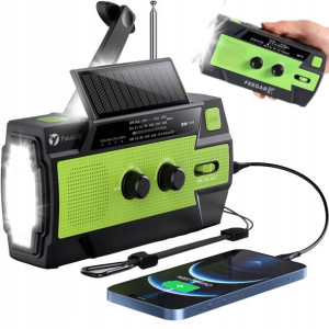 Latarka Radio AM/FM solar z korba dynamo 10W 4000