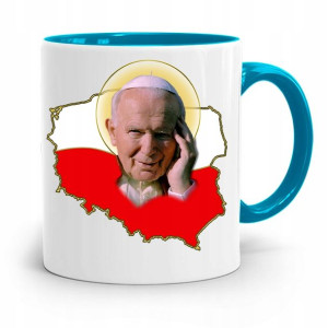 Kubek Błękitny Papież Papaj Jan Paweł Ii Prezent