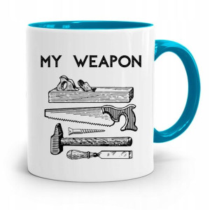 Kubek Błękitny Prezent Dla Stolarza My Weapon