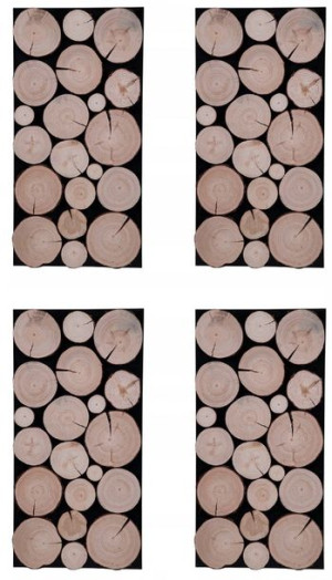 4x Panel na ścianę 3D surowe drewno krążki sosnowe