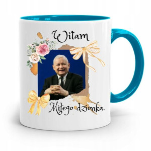 Kubek Błękitny Śmieszny Pis Jarosław Kaczyński