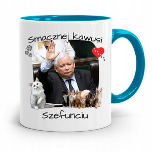 Kubek Błękitny Śmieszny Pis Jarosław Kaczyński