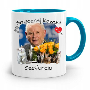 Kubek Błękitny Śmieszny Pis Jarosław Kaczyński