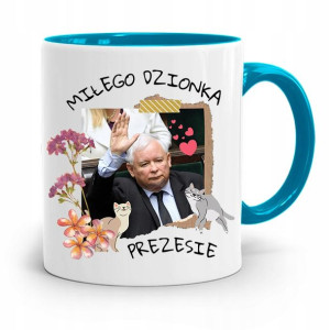Kubek Błękitny Śmieszny Pis Jarosław Kaczyński