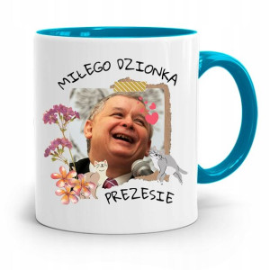 Kubek Błękitny Śmieszny Pis Jarosław Kaczyński