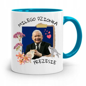 Kubek Błękitny Śmieszny Pis Jarosław Kaczyński