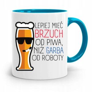 Kubek Błękitny Śmieszny Zabawny Brzuch Od Piwa